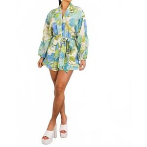 NEW SURELYMINE garden muse belted romper in green